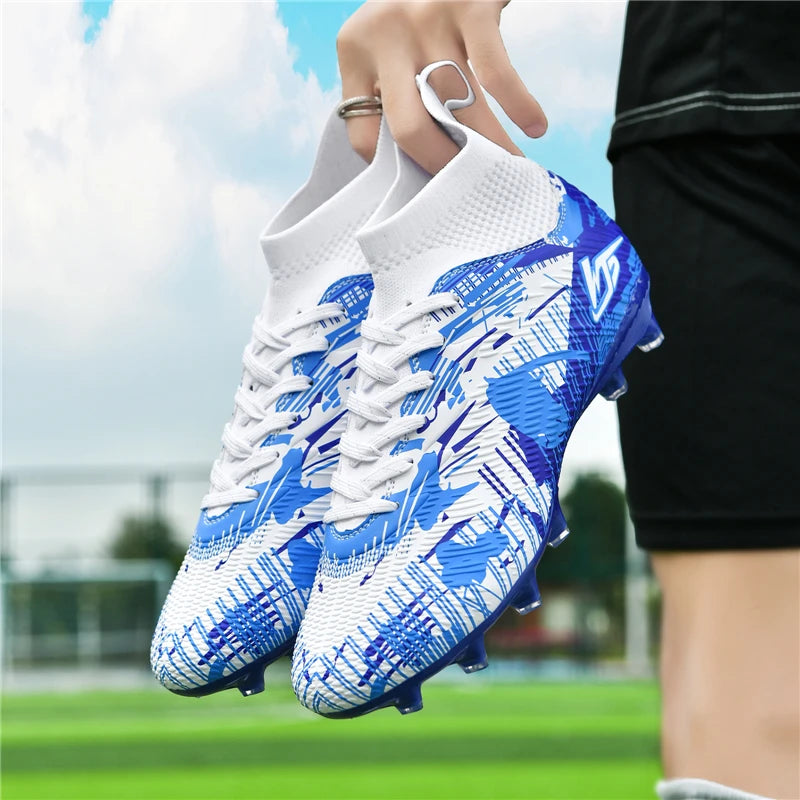 Tenagers sapatos de futebol masculino antiderrapante ag/tf chuteiras botas de tornozelo unisex tamanho grande ultraleve botas de futebol meninos tênis