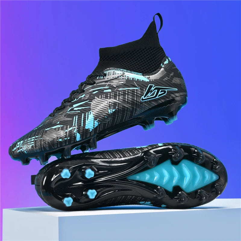 Tenagers sapatos de futebol masculino antiderrapante ag/tf chuteiras botas de tornozelo unisex tamanho grande ultraleve botas de futebol meninos tênis