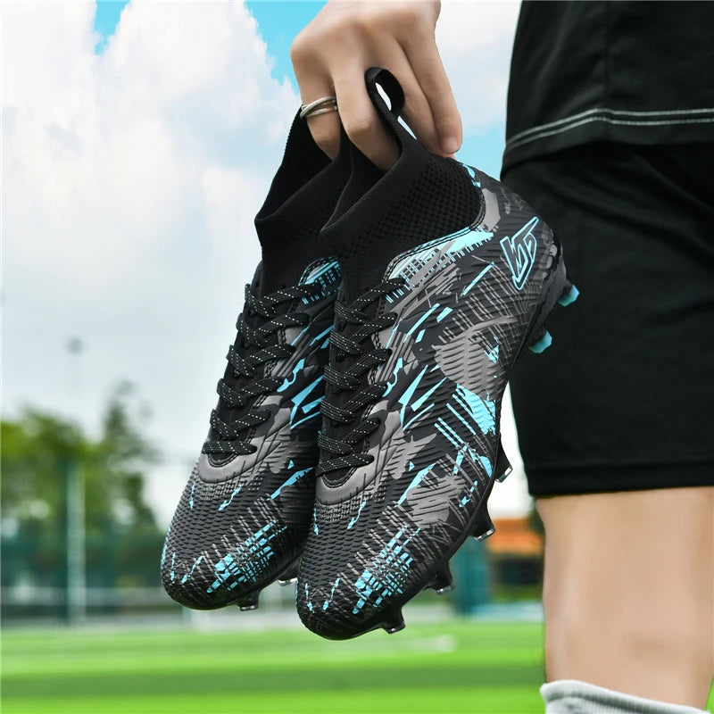 Tenagers sapatos de futebol masculino antiderrapante ag/tf chuteiras botas de tornozelo unisex tamanho grande ultraleve botas de futebol meninos tênis