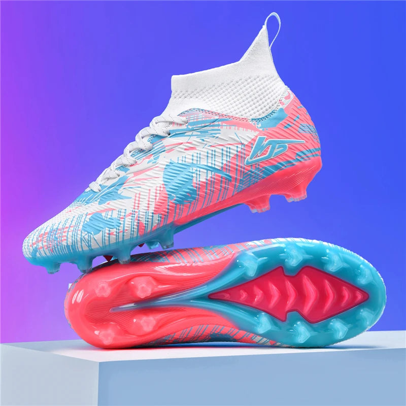 Tenagers sapatos de futebol masculino antiderrapante ag/tf chuteiras botas de tornozelo unisex tamanho grande ultraleve botas de futebol meninos tênis
