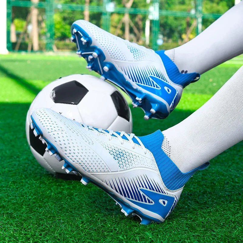 Sapatos de futebol unissex com grampos para meninos, tamanho grande, botas de futebol ultraleves, tênis antiderrapantes, AG e TF, botas de tornozelo, 2021