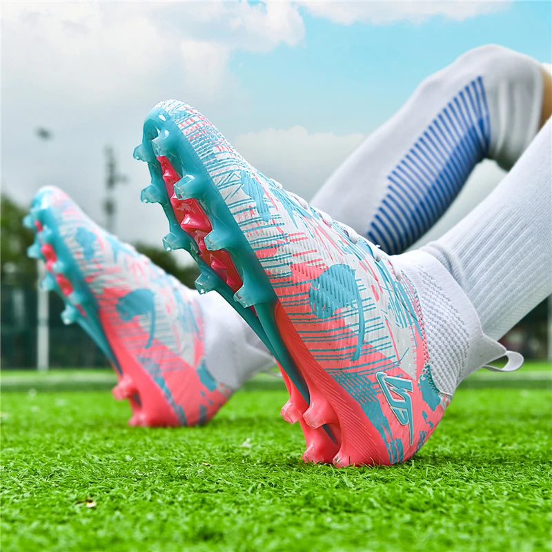 Tenagers sapatos de futebol masculino antiderrapante ag/tf chuteiras botas de tornozelo unisex tamanho grande ultraleve botas de futebol meninos tênis