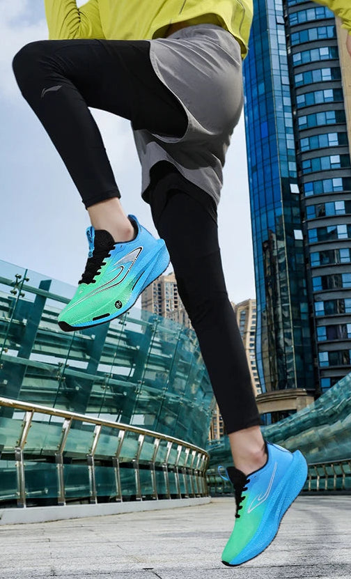 Carbon Plate Sports Running Shoes Marathon Men Breathable Lightweight Women's Comfortable Athletic Nonskid Air Cushion Sneakers