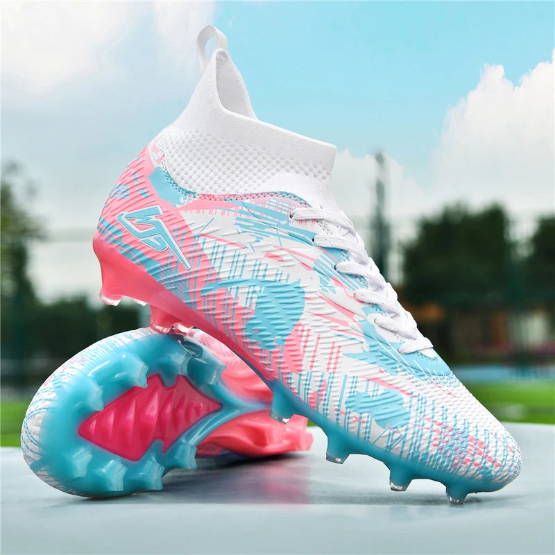 Tenagers sapatos de futebol masculino antiderrapante ag/tf chuteiras botas de tornozelo unisex tamanho grande ultraleve botas de futebol meninos tênis