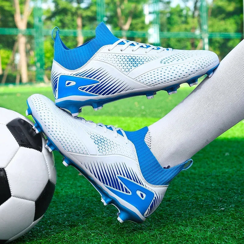 Sapatos de futebol unissex com grampos para meninos, tamanho grande, botas de futebol ultraleves, tênis antiderrapantes, AG e TF, botas de tornozelo, 2021