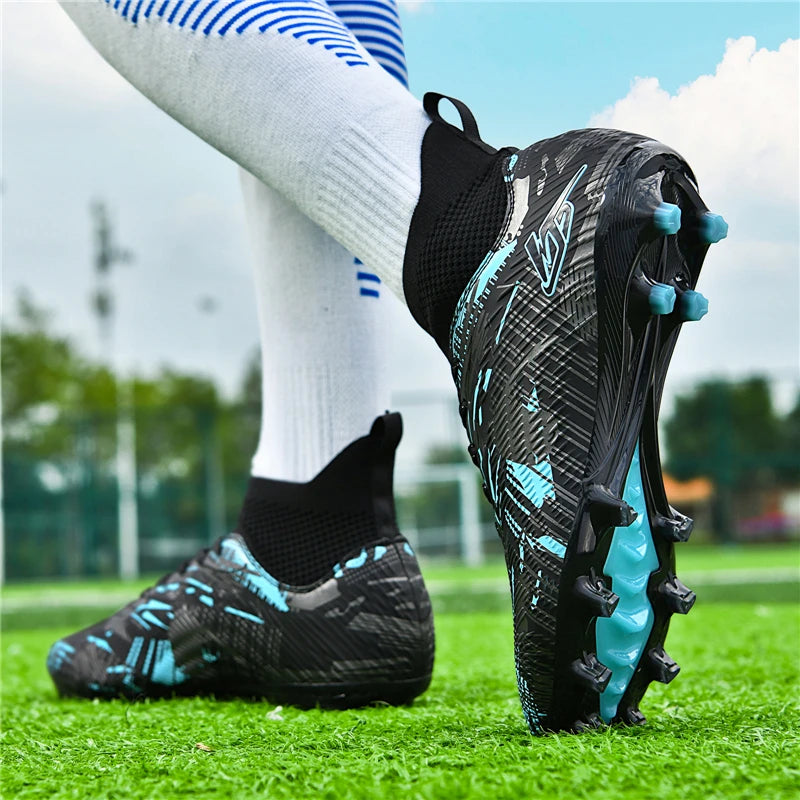 Tenagers sapatos de futebol masculino antiderrapante ag/tf chuteiras botas de tornozelo unisex tamanho grande ultraleve botas de futebol meninos tênis