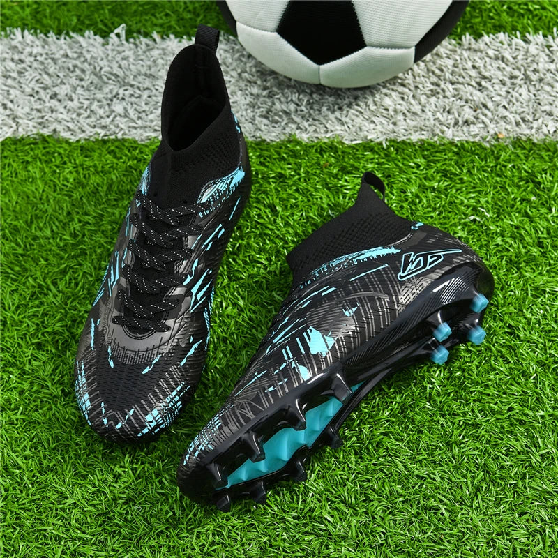 Tenagers sapatos de futebol masculino antiderrapante ag/tf chuteiras botas de tornozelo unisex tamanho grande ultraleve botas de futebol meninos tênis