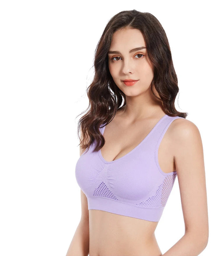 Breathable Sports Bra Top Fitness Women Brassiere Removable Padded Sport Bra Running Gym Seamless Push Up Bras